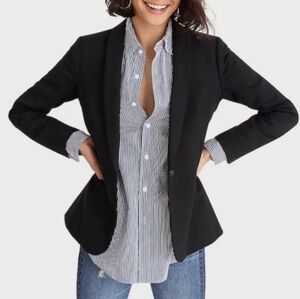 100% Pure New Wool Fully Lined Black Women's Blazer Size 16